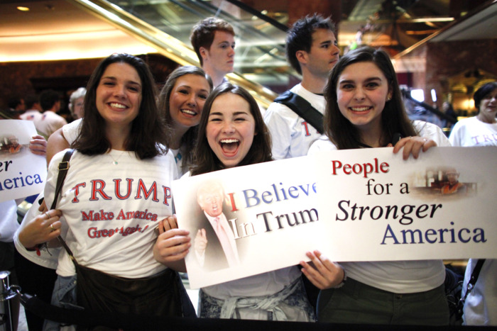 young women at trump rally